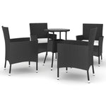 ZNTS 5 Piece Garden Bistro Set with Cushions Black Poly Rattan 3187441