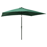 Garden Parasol with LEDs and Steel Pole Green 2x3 m 313786