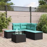 6 Piece Garden Sofa Set with Cushions Black Poly Rattan 3217727