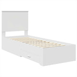 Bed Frame White and Silver 70 x 190 cm Engineered Wood 3411368
