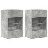 Wall Cabinets with LED Lights for TV 2 pcs Concrete Grey 40x30x60.5 cm 837085