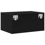 ZNTS Wall-mounted Bedside Cabinet with LED Lights Black Oak 860213