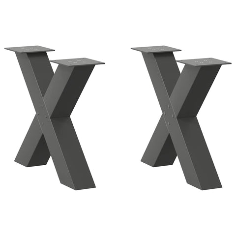 ZNTS Coffee Table Legs X-Shaped 2 pcs Anthracite 60x cm Steel 4012962