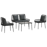 Garden Furniture Set 4 pcs Black and Cream Poly Rattan 3379042