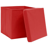 Storage Box Set of 10 Red Non-woven fabric 288364