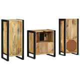 Bathroom Furniture Set 3 pcs Brown and Black Solid Mango Wood 3305616