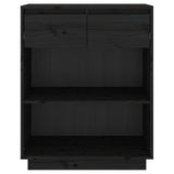 Console Cabinet Black Solid Pine Wood Medium Console Cabinet 813838