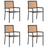 Garden Stacking Chairs 4 pcs Brown and Black 3403058