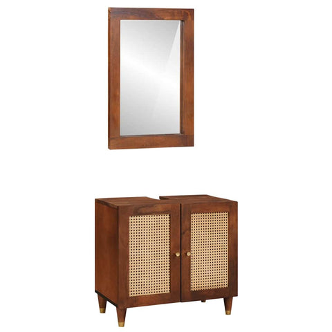 Bathroom Furniture with Drawer 2 pcs 62 x 33 x 58 cm Solid Mango Wood 3310171