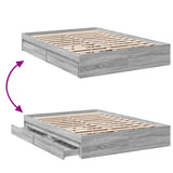 Bed Frame with Drawers without Mattress Grey Sonoma 120x190 cm Small Double 3280704