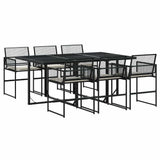 7 Piece Garden Dining Set with Cushions Black Poly Rattan 3295024