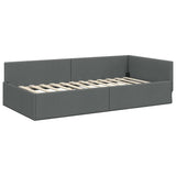 Corner Bed Frame with Headboard Dark Grey 80 cm x 200 cm Velvet 42016028