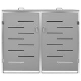 Double Wheelie Bin Shed 138x77.5x112.5 cm Stainless Steel 149559