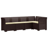 5-Seater Garden Sofa with Cushions Rattan Look PP Brown 3444038