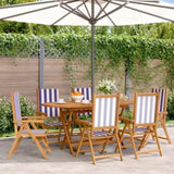 Reclining Garden Chairs 6 pcs Blue and White Fabric and Solid Wood 3214554