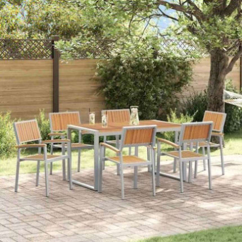 Garden Dining Set 7 pcs Grey and brown 140 x 80 x 75 cm 3284368