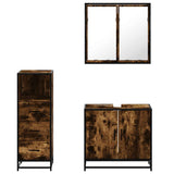3 Piece Bathroom Furniture Set Smoked Oak Engineered Wood 3301007