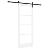 Sliding Door White 83 x 202 cm Solid Pine Wood and Glass 3332334
