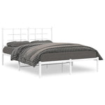 ZNTS Metal Bed Frame without Mattress with Headboard White 140x200cm 355611