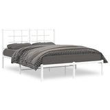ZNTS Metal Bed Frame without Mattress with Headboard White 140x200cm 355611