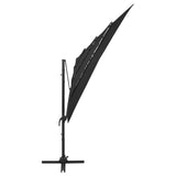 Garden Parasol Black Polyester Large Foldable Garden Parasol 313826