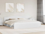 Bed Frame with Headboard White 200 x 200 cm Solid Pine Wood 3412853