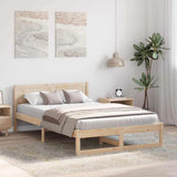Bed Frame with Headboard Natural 120 x 190 cm Solid Pine Wood 873283