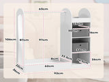 Kids Clothes Rail with Storage Shelf, Boxes, Mirror for Bedroom, Nursery, White T3398P379025