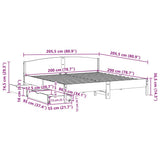Bed Frame without Mattress White 200x200 cm Solid Wood Pine 3301816