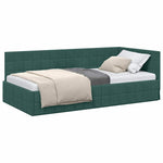 Corner Bed Frame with Headboard Dark green 90 x 200 cm Velvet 42016390