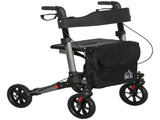 4 Wheel Rollator with Seat and Back, Folding Mobility Walker with Carry Bag, Adjustable Height, Dual T3398P344117