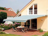 Manual Retractable Awning, size -Green/White Stripes T3398P310349