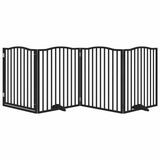 Dog Gate with Door Foldable 4 Panels Black 320 cm Poplar Wood 352227