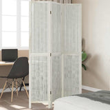 Room Divider 3 Panels White Solid Wood Paulownia 358671