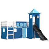 Bunk Bed without Mattress with Slide and Curtains Blue 90x200 cm 3284192