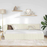 Corner Bed Frame with Headboard Cream 90 x 200 cm Velvet 42016395