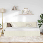 Corner Bed Frame with Headboard Cream 100 x 200 cm Velvet 42016405