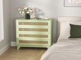 Chest of Drawers, 4-Drawer Storage Organiser Unit with Rattan Element for Bedroom, Living Room, T3398P378729
