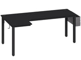 L-Shaped Computer Gaming Desk with Fabric Bag, Hooks and Cable Management, 145 x 81 x 76cm - Black T3398P329834