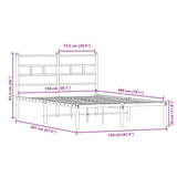 Metal Bed Frame without Mattress Smoked Oak 150x200 cm King Size 4017055