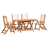 5 Piece Garden Dining Set Solid Wood Acacia and Textilene 3279272