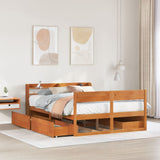 Bed Frame without Mattress Wax Brown 135x190 cm Solid Wood Pine 3307139