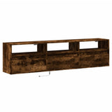 TV Wall Cabinet with LED Smoked Oak 180x31x45 cm 3307944