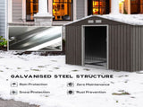 9 x 6FT Outdoor Garden Roofed Metal Storage Shed Tool Box with Foundation Ventilation & Doors Light, T3398P313562