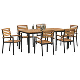 Garden Dining Set 7 pcs Black Solid Acacia Wood 3284402