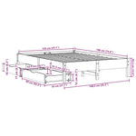 ZNTS Bed Frame without Mattress 135x190 cm Double Solid Wood Pine 3301725