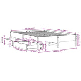 ZNTS Bed Frame without Mattress 135x190 cm Double Solid Wood Pine 3301725