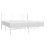 Metal Bed Frame without Mattress with Footboard White 200x200cm 350956