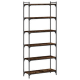 Bookcase 6-Tier Smoked Oak 80x30x188 cm Engineered Wood 837684