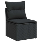 9 Piece Garden Sofa Set with Cushions Black Poly Rattan Acacia 3327499